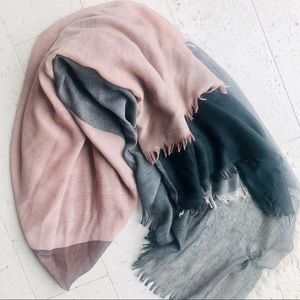 LOFT Color Block Scarf with Raw Fringe Trim